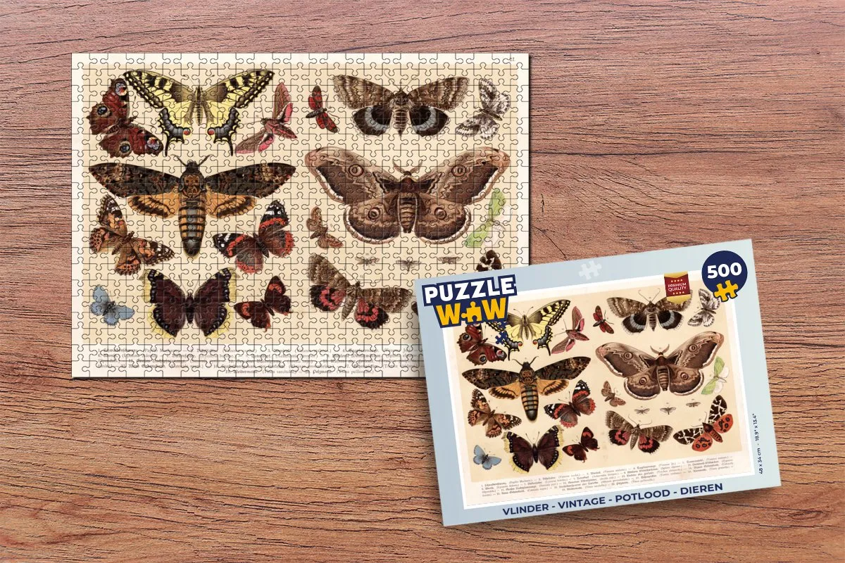 PuzzleWow Vlinder Legpuzzel 500 Stuks - Multicolor