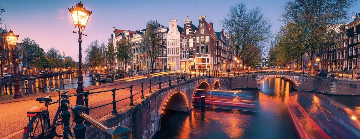 Ravensburger Panorama Puzzel Avond in Amsterdam 1000 Stuks - Multicolor