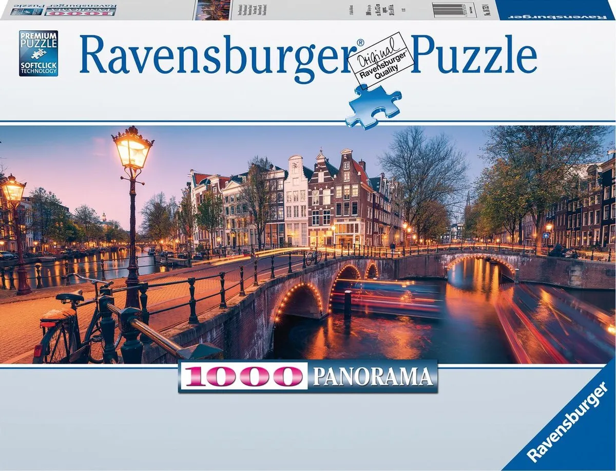 Ravensburger Panorama Puzzel Avond in Amsterdam 1000 Stuks