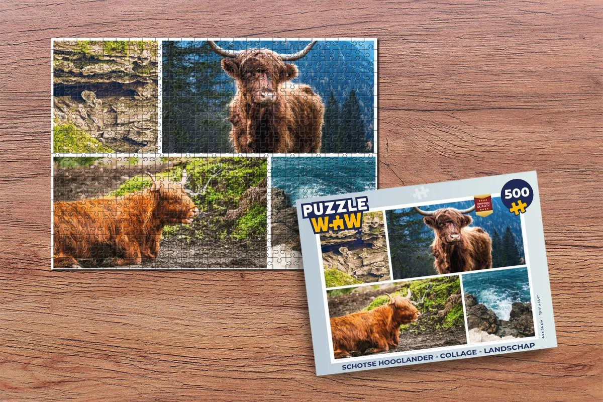 PuzzleWow Schotse Hooglander Legpuzzel 500 Stuks - Multicolor