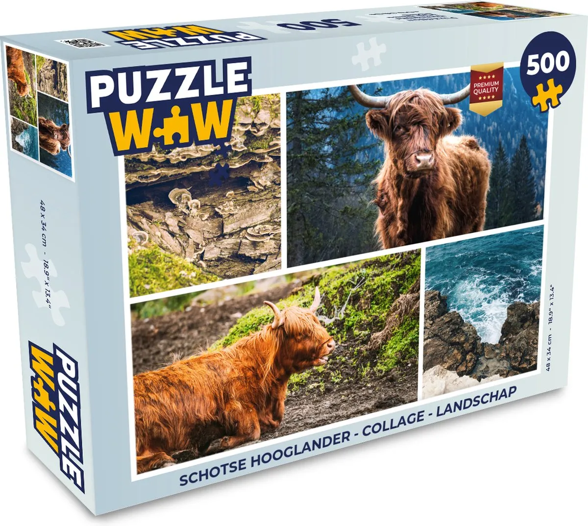 PuzzleWow Schotse Hooglander Legpuzzel 500 Stuks - Multicolor