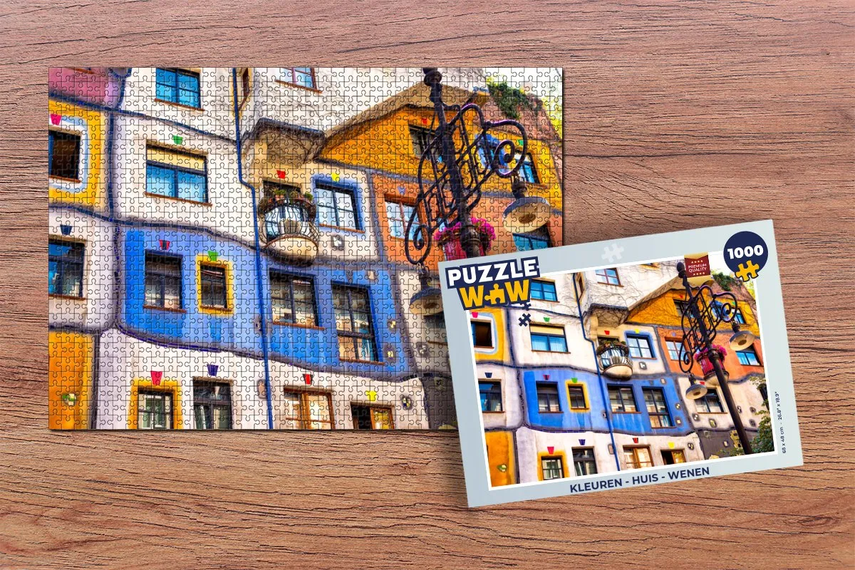 PuzzleWow Hundertwasser 1000 Puzzelstukken - Multicolor