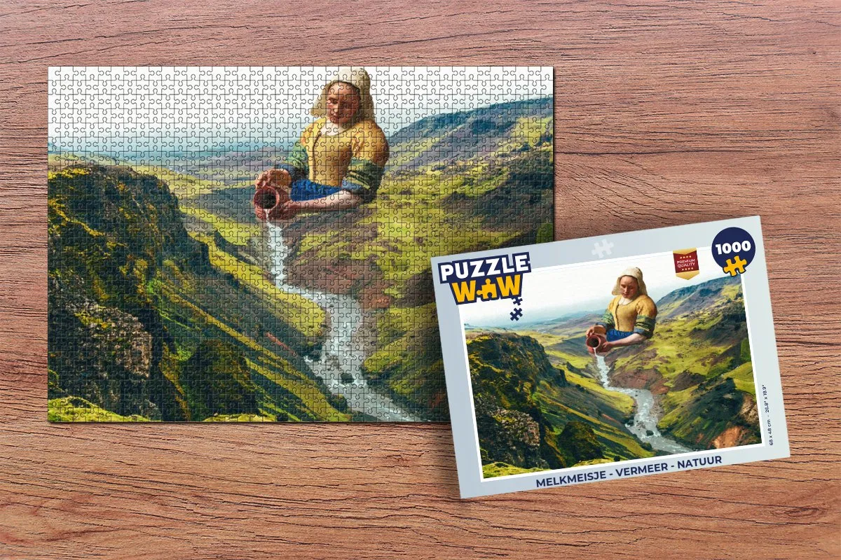 PuzzleWow Melkmeisje Vermeer Legpuzzel 1000 Stuks - Multicolor