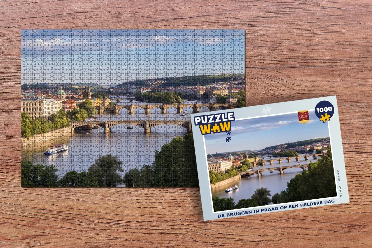 PuzzleWow Praag Bruggen Rivier Legpuzzel 1000 Stuks - Multicolor