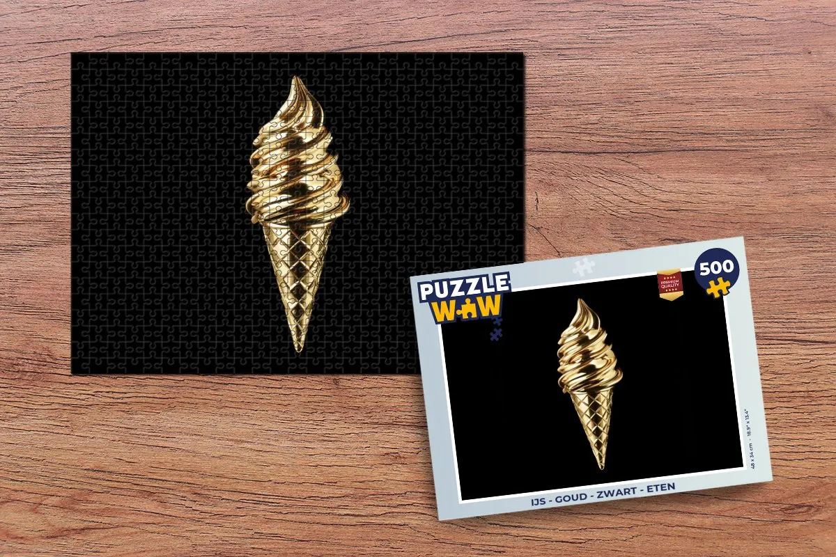 PuzzleWow IJsco Legpuzzel 500 Stuks - Goud/Zwart