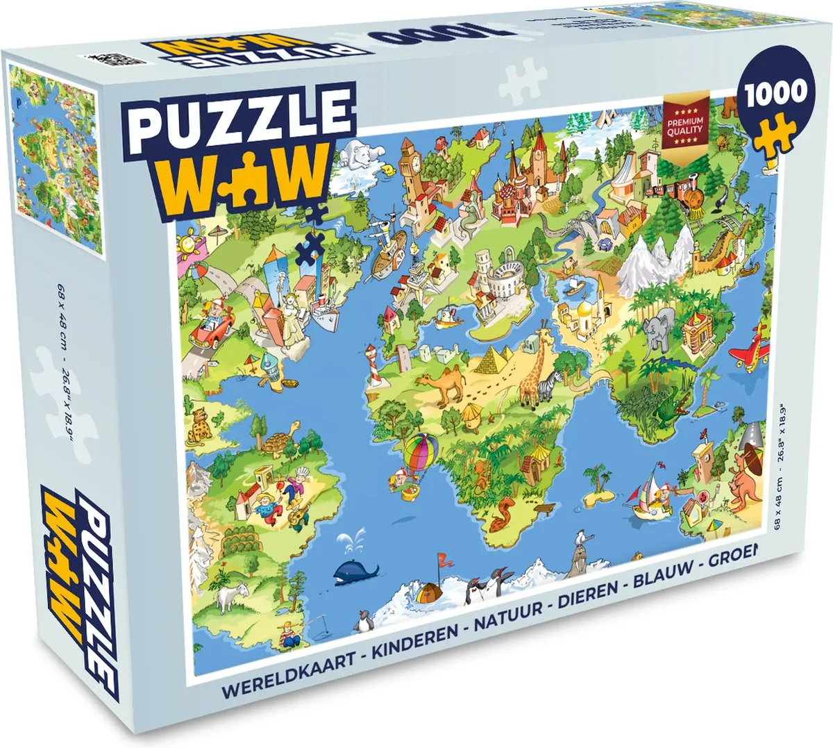 PuzzleWow Wereldkaart Legpuzzel 1000 Stuks - Multicolor