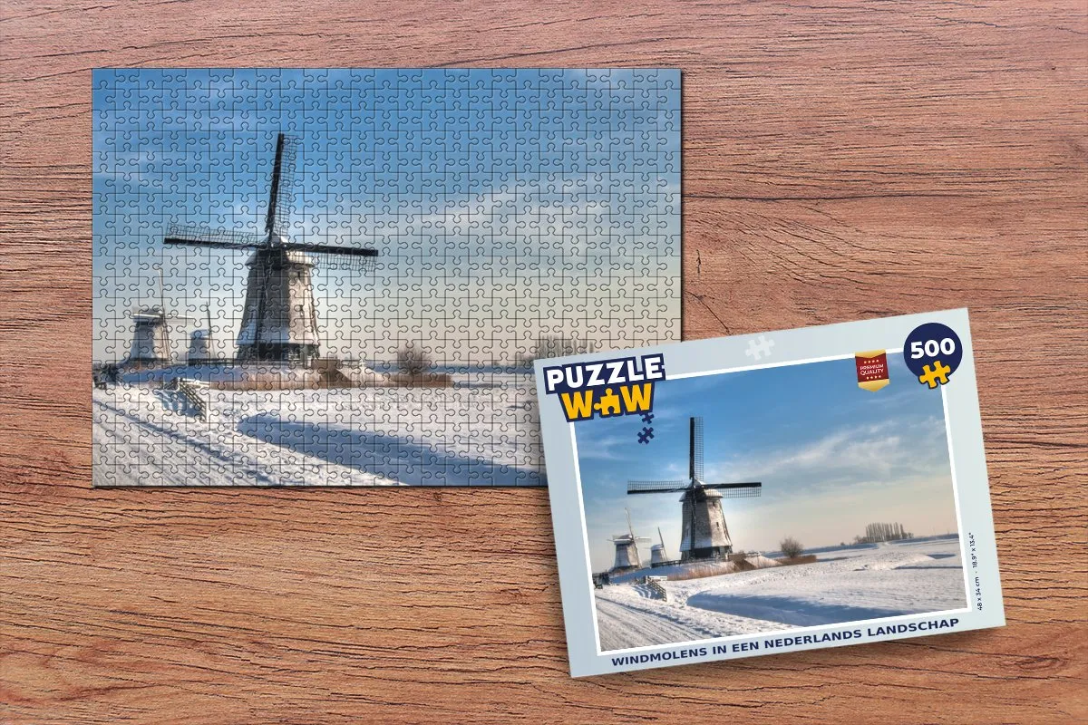PuzzleWow Windmolens in een Nederlands Landschap Legpuzzel 500 Stuks - Multicolor