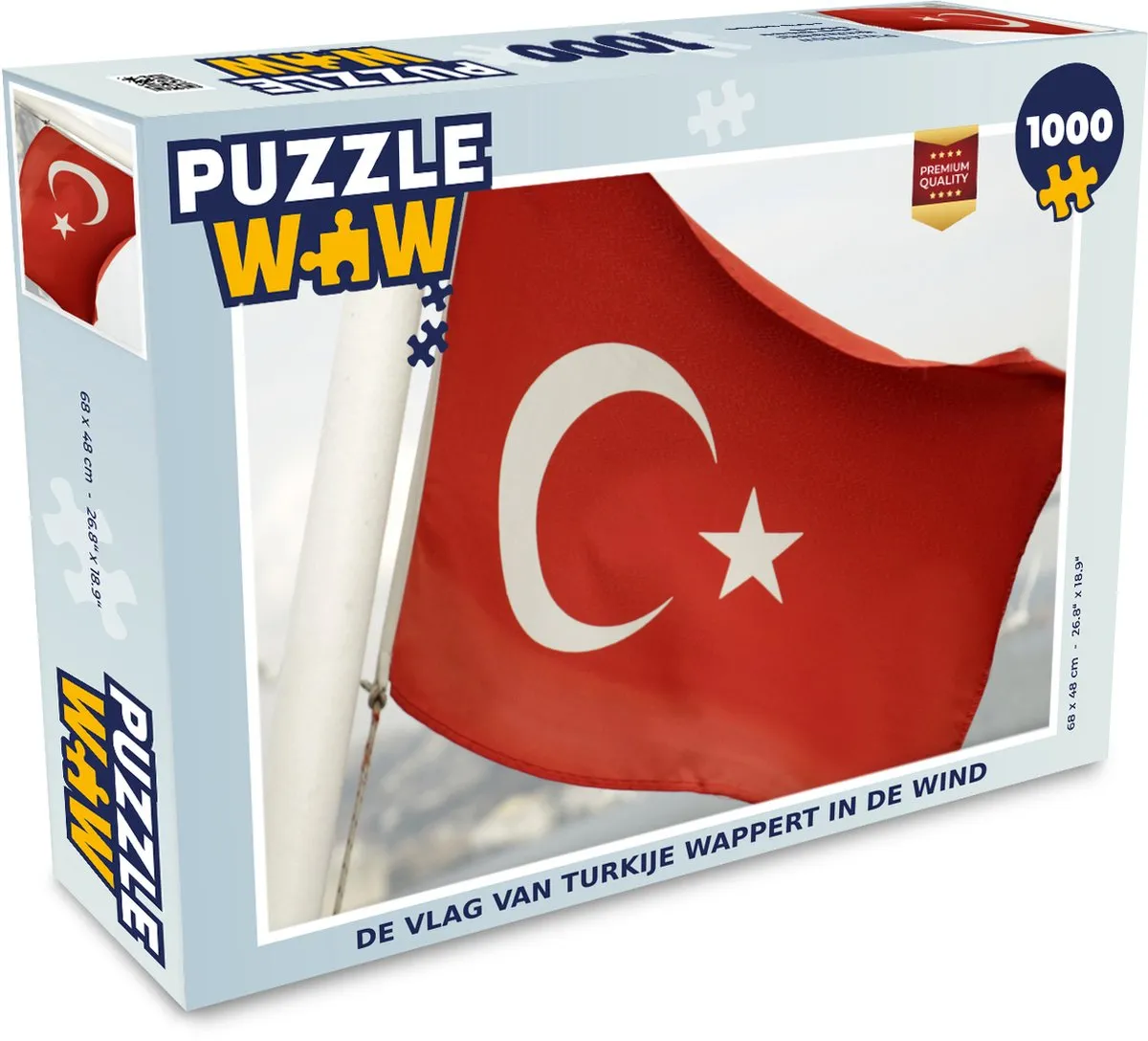PuzzleWow Turkije Vlag Legpuzzel 1000 Stuks - Multicolor