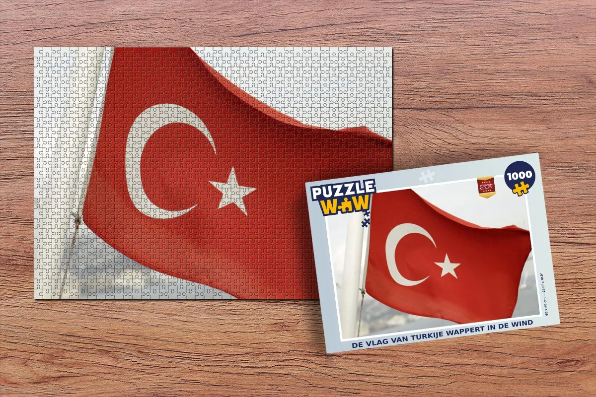 PuzzleWow Turkije Vlag Legpuzzel 1000 Stuks - Multicolor