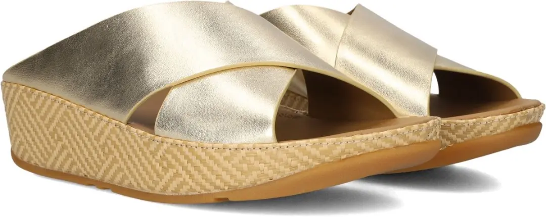 FitFlop Lulu Lux Cross Slide Slippers - Dames - Goud - Maat 41