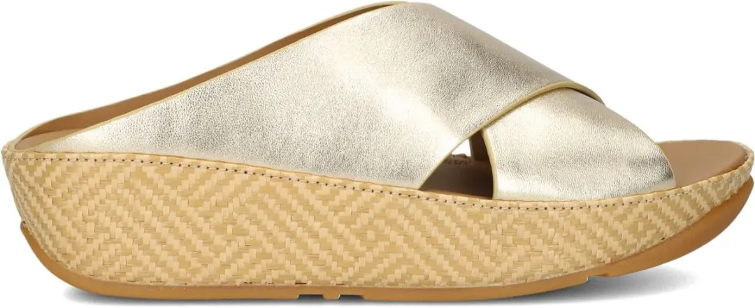 FitFlop Lulu Lux Cross Slide Slippers - Dames - Goud - Maat 41