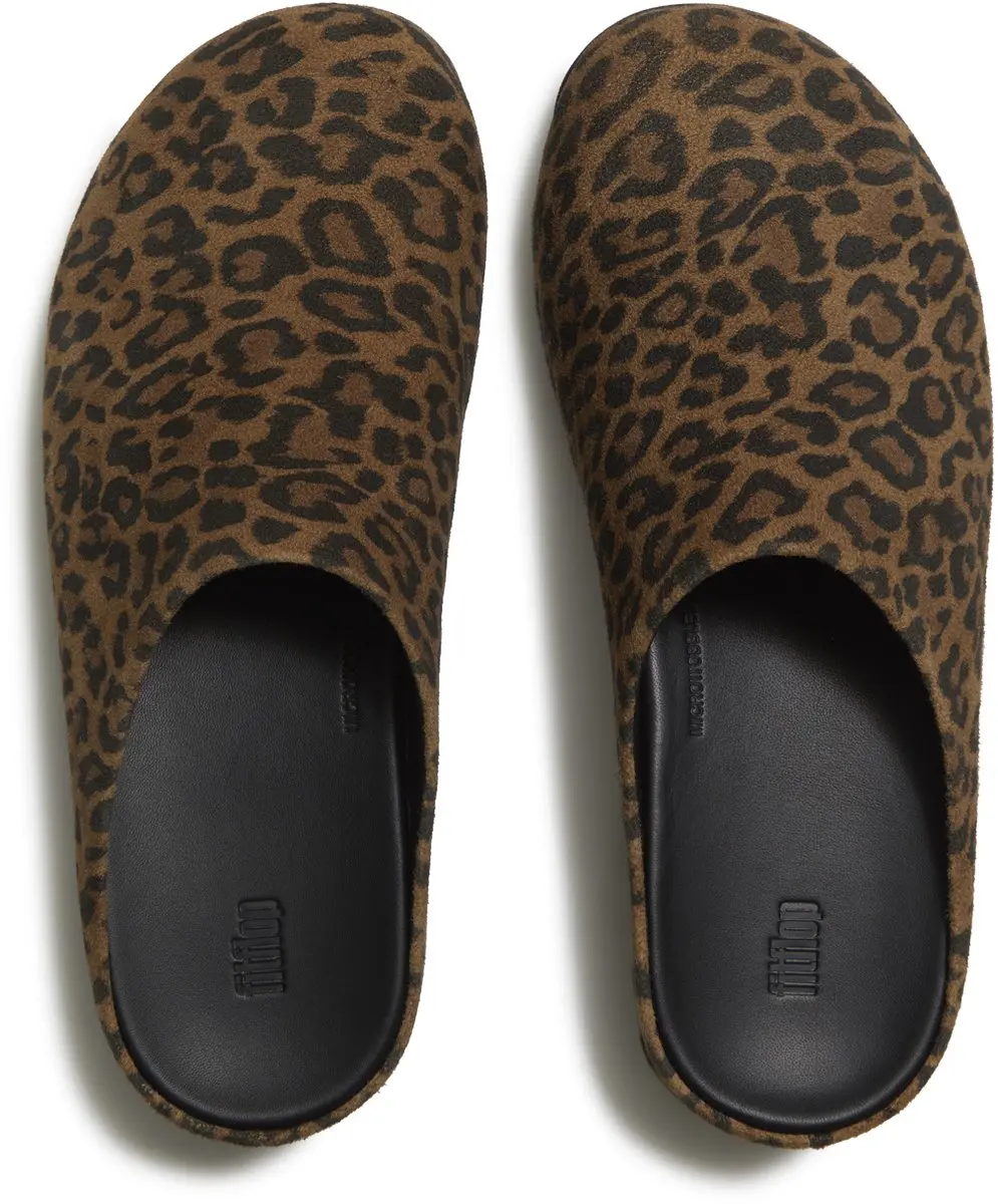 FitFlop Shuv Suede Leopard Mules