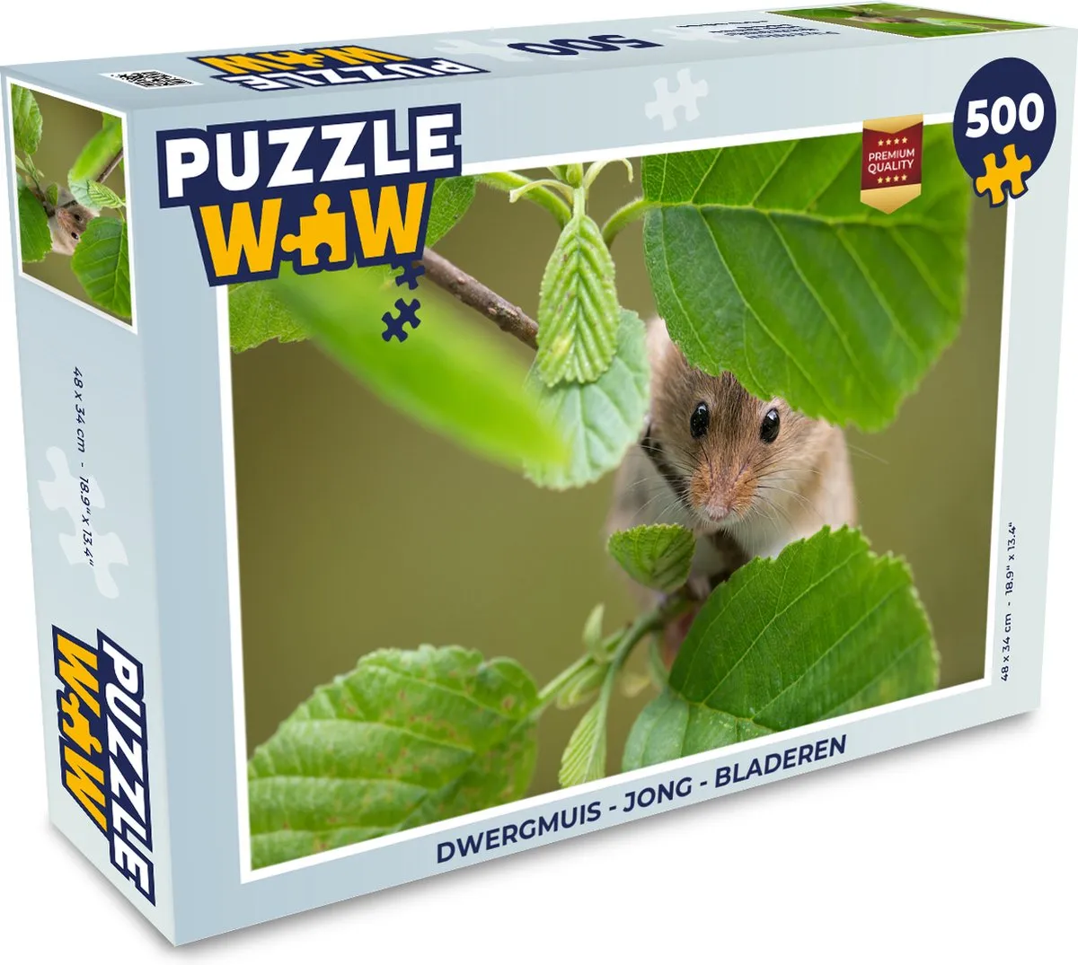 PuzzleWow Dwergmuis Jong Bladeren Legpuzzel 500 Stuks