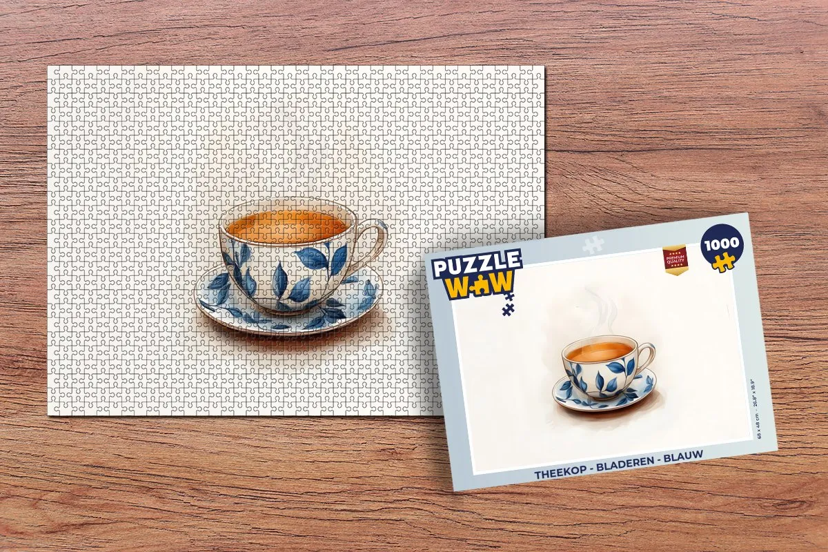 PuzzleWow Theekop Legpuzzel 1000 Stuks - Blauw