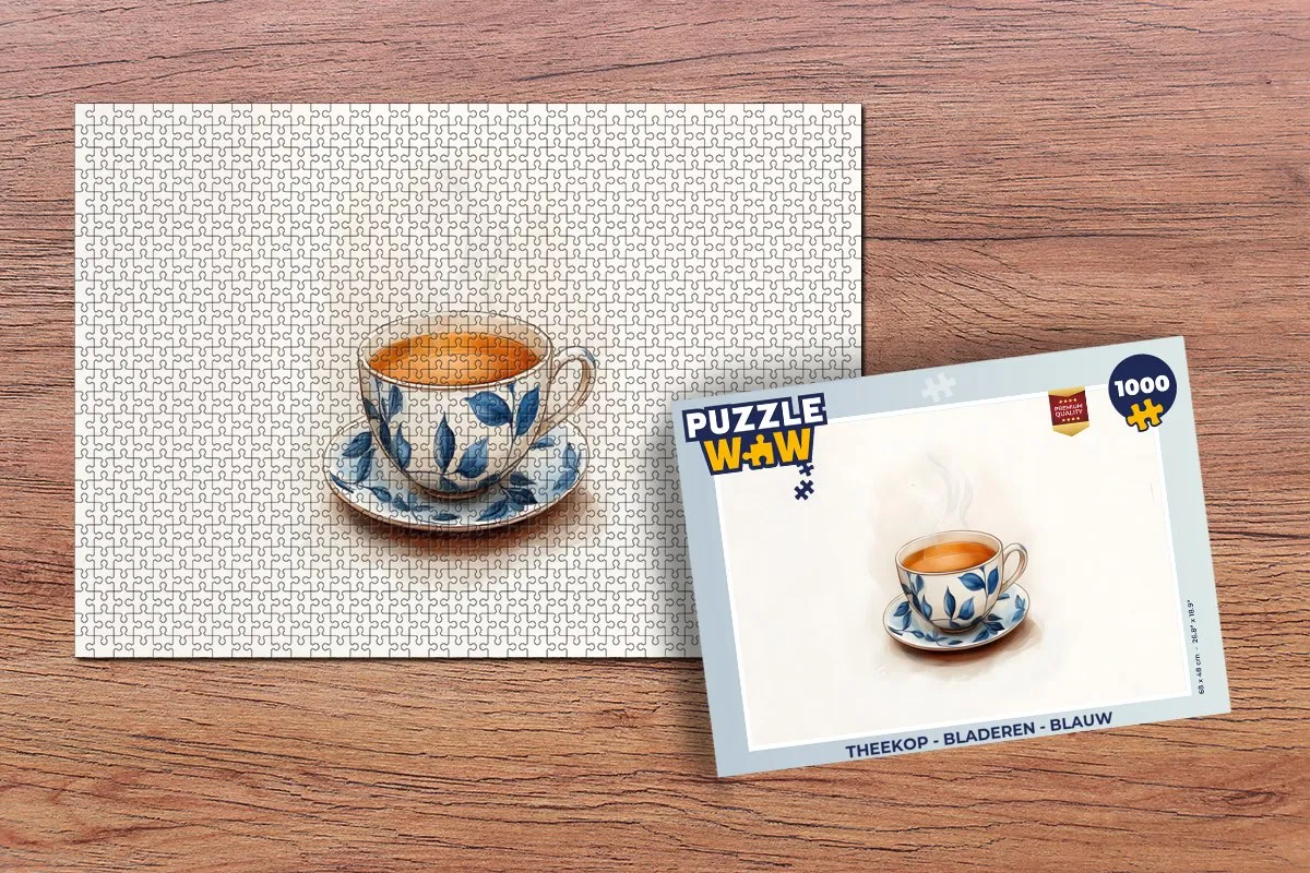 PuzzleWow Theekop Legpuzzel 1000 Stuks - Blauw