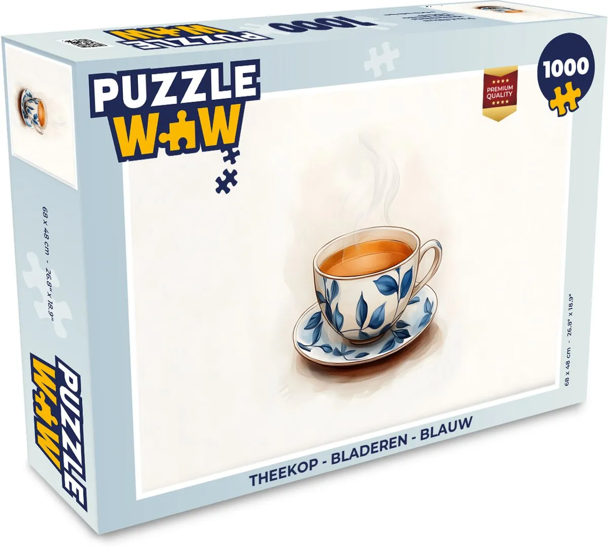 PuzzleWow Theekop Legpuzzel 1000 Stuks - Blauw