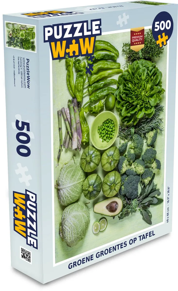 PuzzleWow Groene Groentes Legpuzzel 500 Stuks - Multicolor