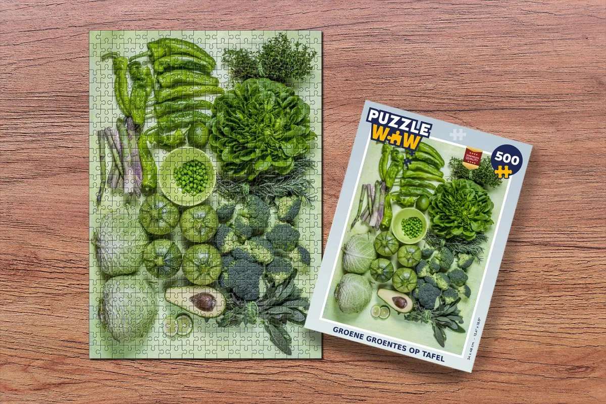 PuzzleWow Groene Groentes Legpuzzel 500 Stuks - Multicolor