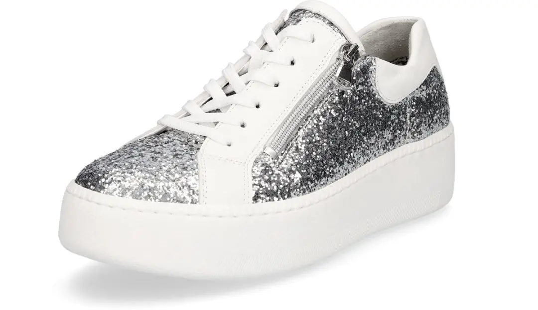 Waldläufer dames sneaker Nicky zilver wit glitter 4,5