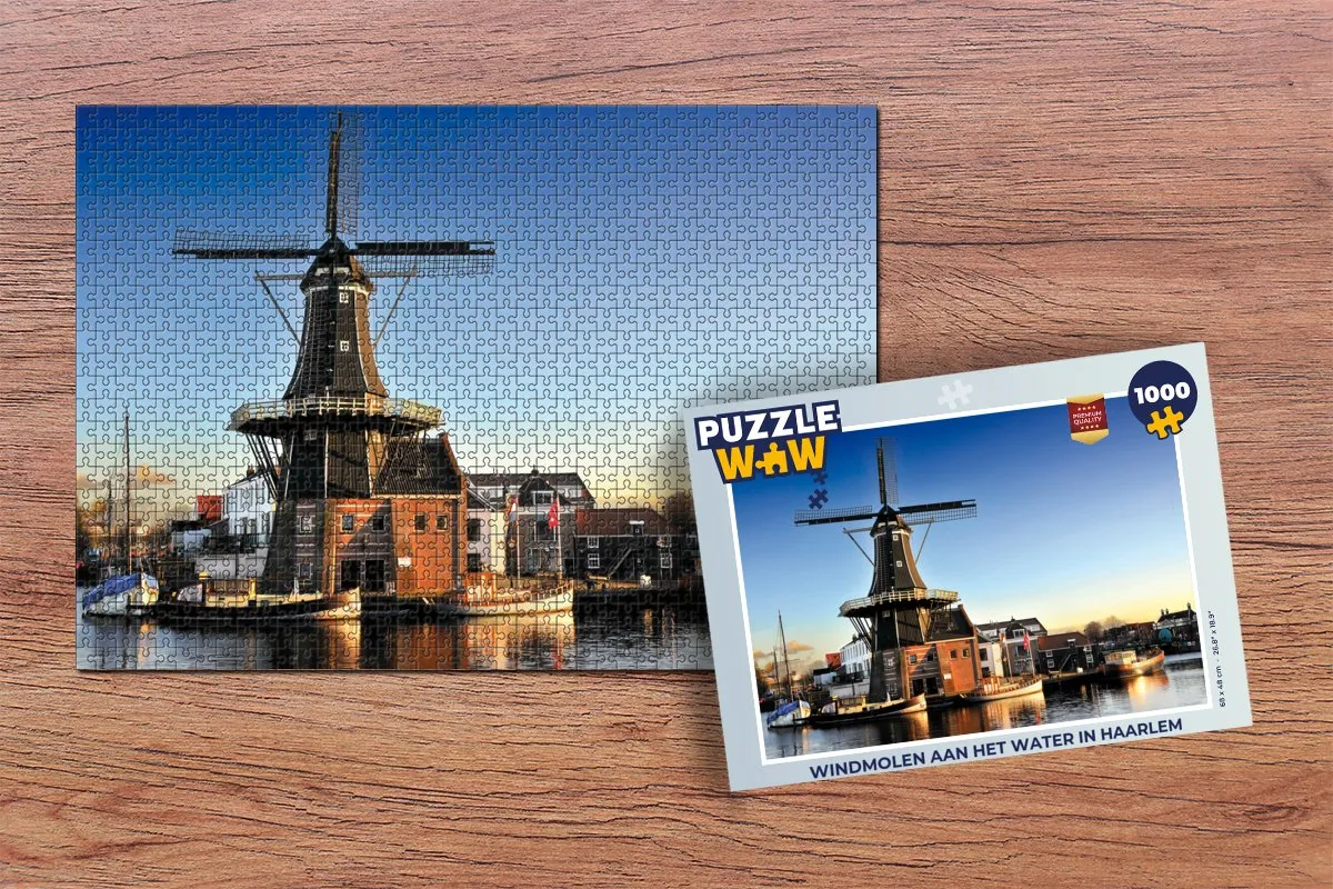 PuzzleWow Legpuzzel Windmolen aan het water Haarlem 1000 Stuks - Multicolor