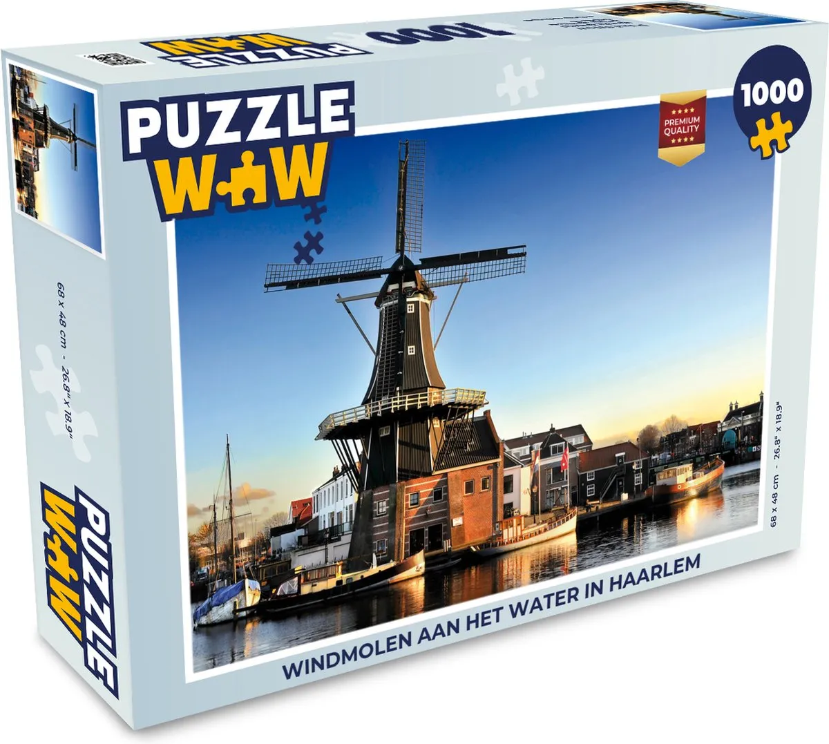 PuzzleWow Legpuzzel Windmolen aan het water Haarlem 1000 Stuks - Multicolor