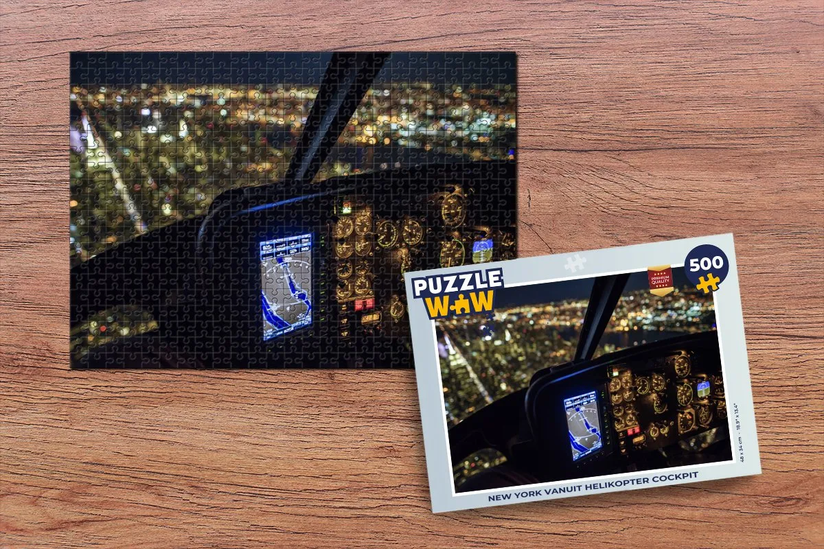 PuzzleWow New York Helikoptercockpit Legpuzzel 500 Stuks - Multicolor