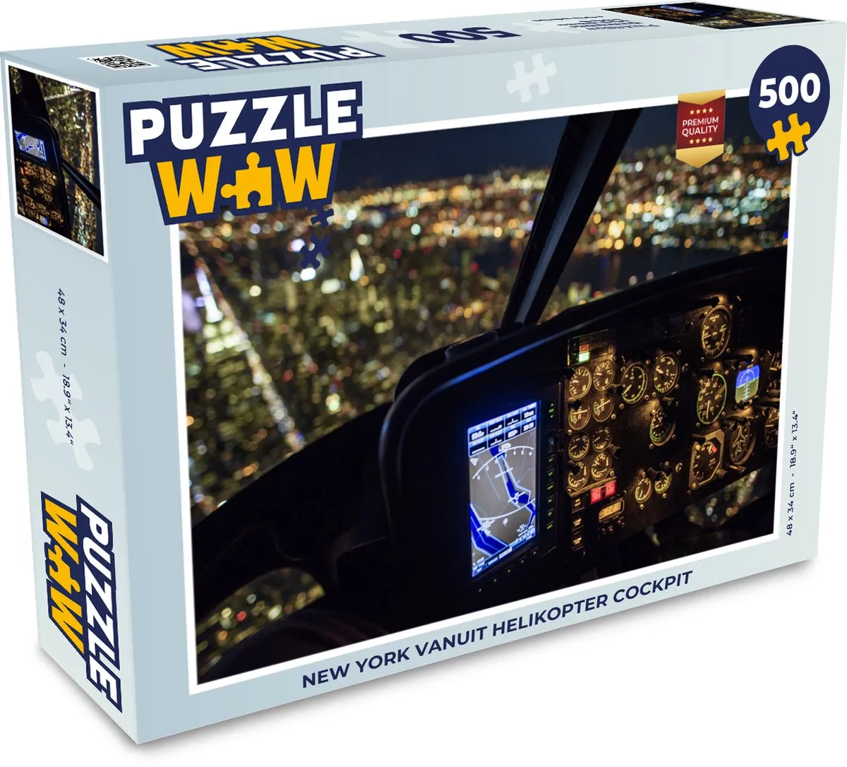PuzzleWow New York Helikoptercockpit Legpuzzel 500 Stuks - Multicolor