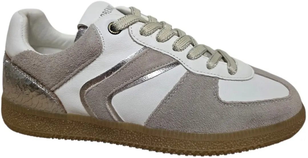 Verbenas Sora Sibela Blanco Ivory Plata Sneakers Wit Leer en Suede Dames