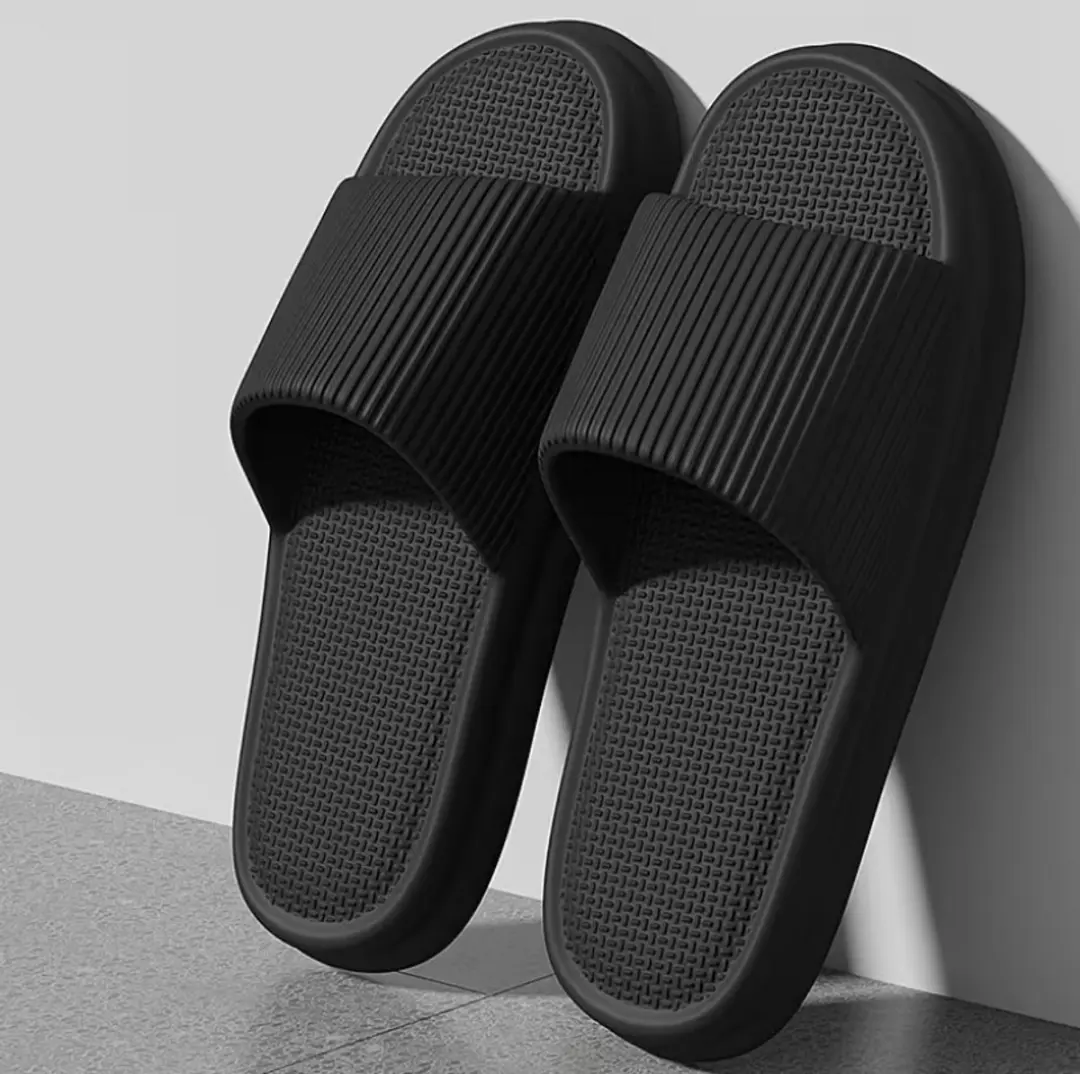 Zwarte badslippers unisex EVA slippers open teen antislip slippers voor dames en