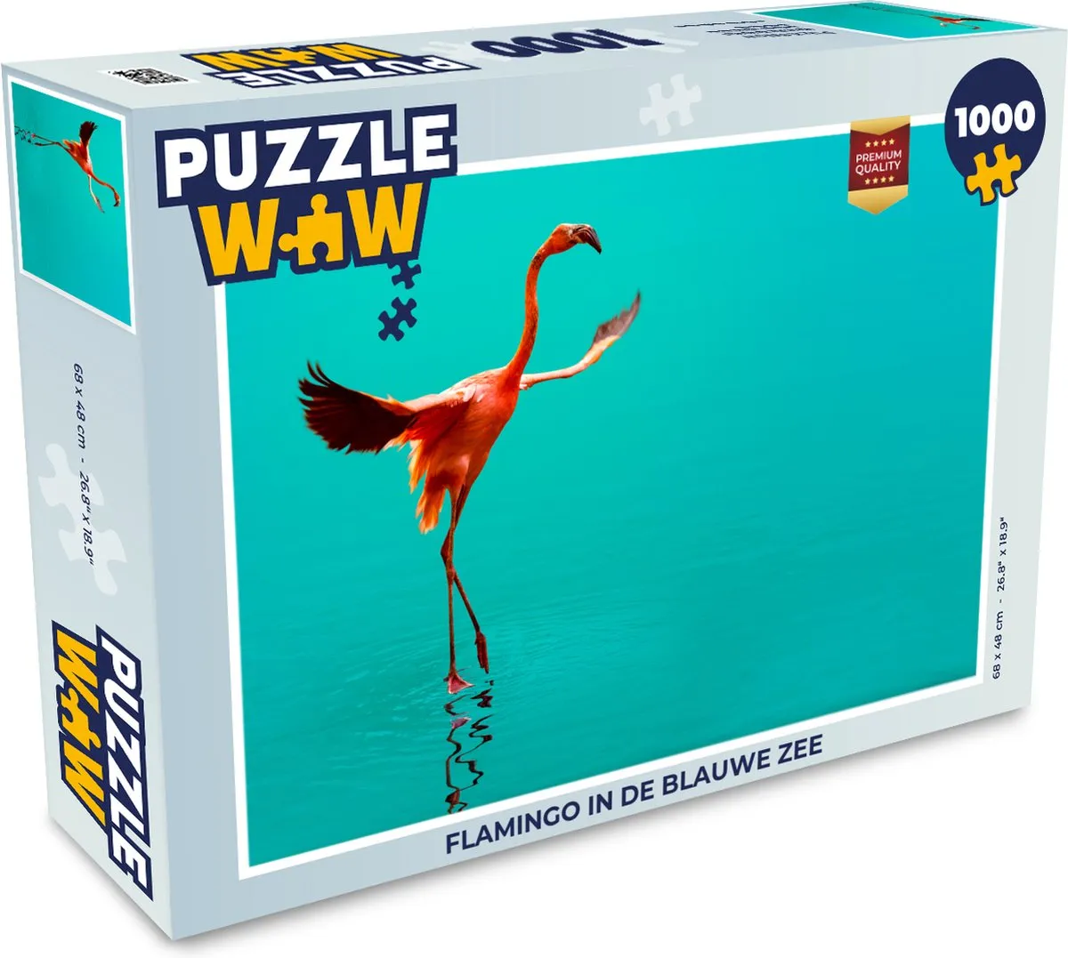 PuzzleWow Legpuzzel Flamingo in de Blauwe Zee 1000 Stuks - Multicolor