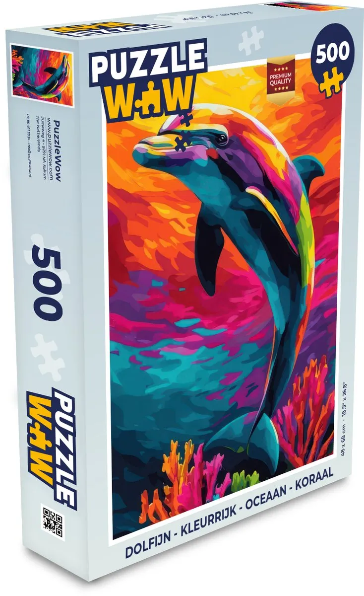 PuzzleWow Dolfijn Legpuzzel 500 Stuks - Kleurrijk
