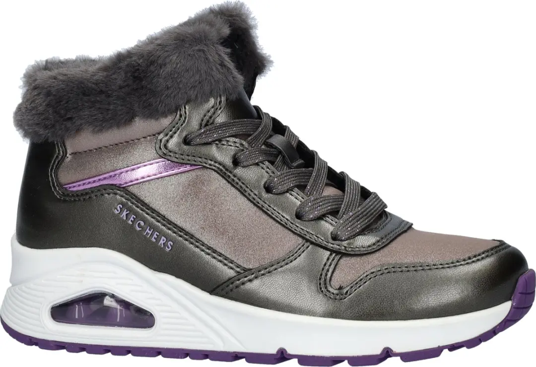 Skechers Uno Cozy On Air Meisjes Sneakers - Maat 30 - Gunmetal - afbeelding 4 van 6