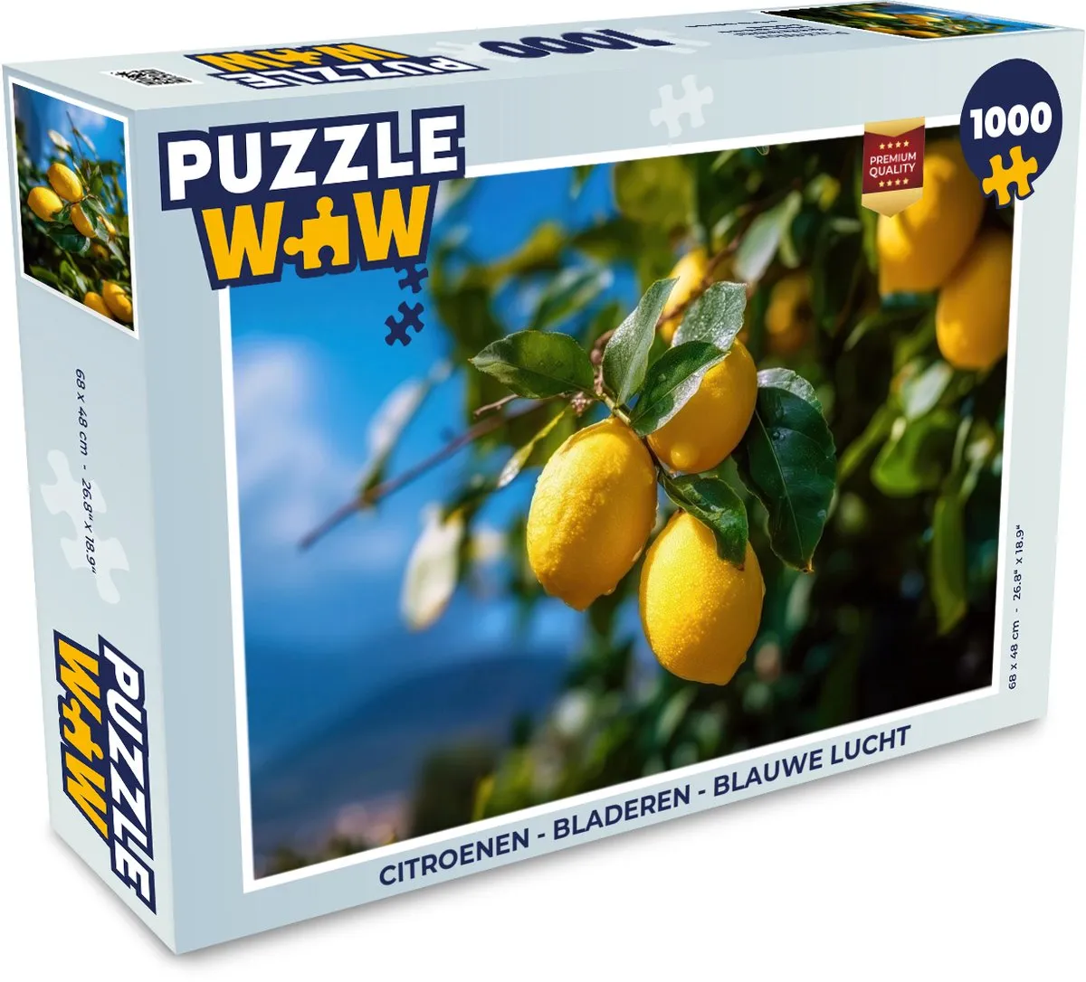 PuzzleWow Legpuzzel 1000 Stuks - Citroenen/Bladeren/Blaue lucht