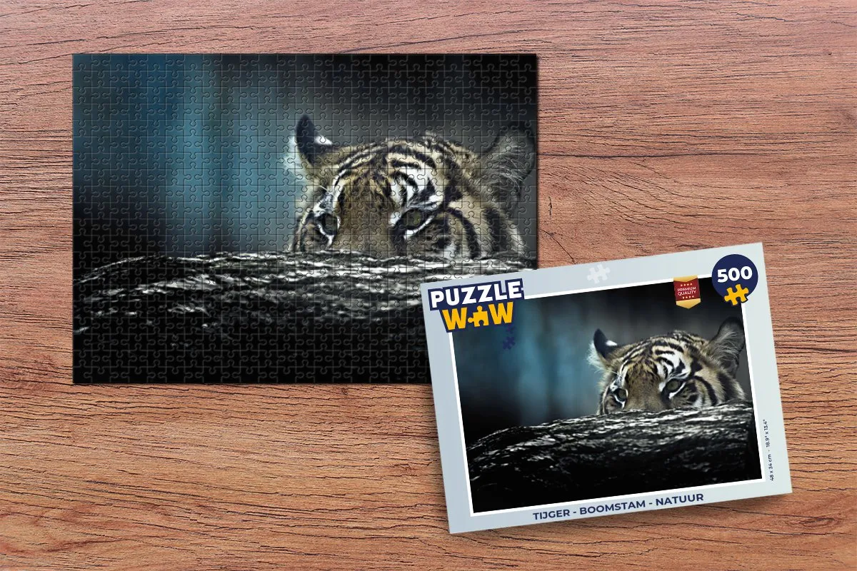 PuzzleWow Tijger Boomstam Legpuzzel 500 Stuks - Camouflage