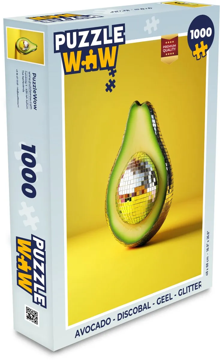 PuzzleWow Avocado Discobal Legpuzzel 1000 Stuks - Geel