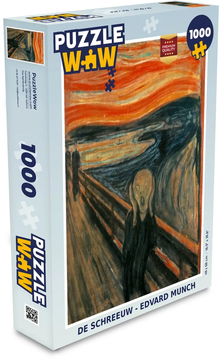 PuzzleWow Edvard Munch De Schreeuw Legpuzzel 1000 Stuks - Multicolor