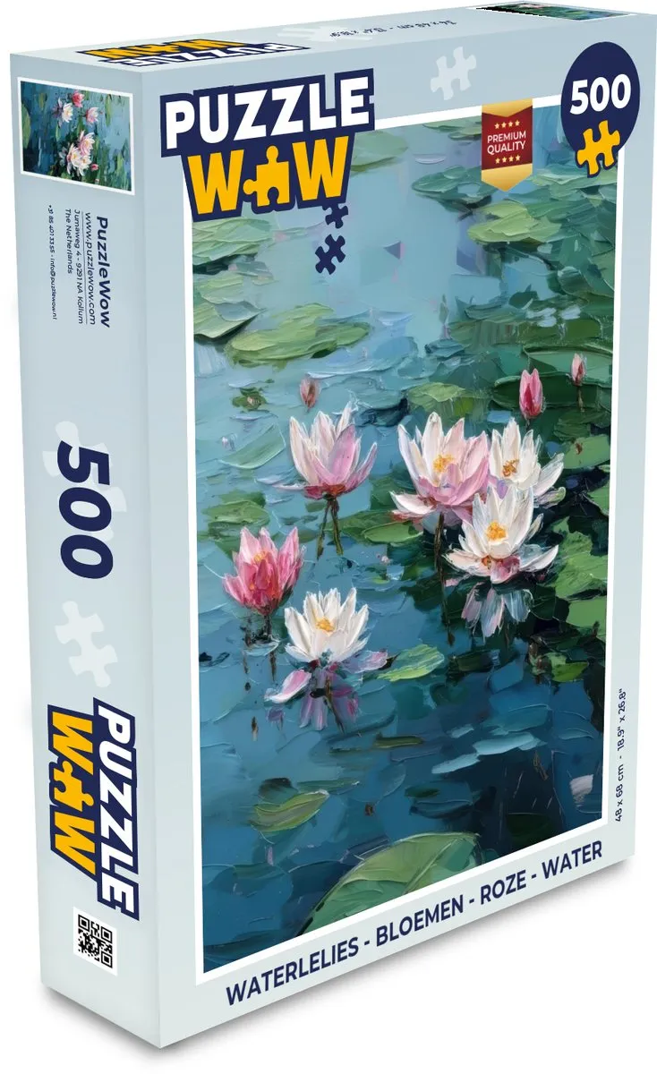 PuzzleWow Waterlelies Legpuzzel 500 Stuks - Roze