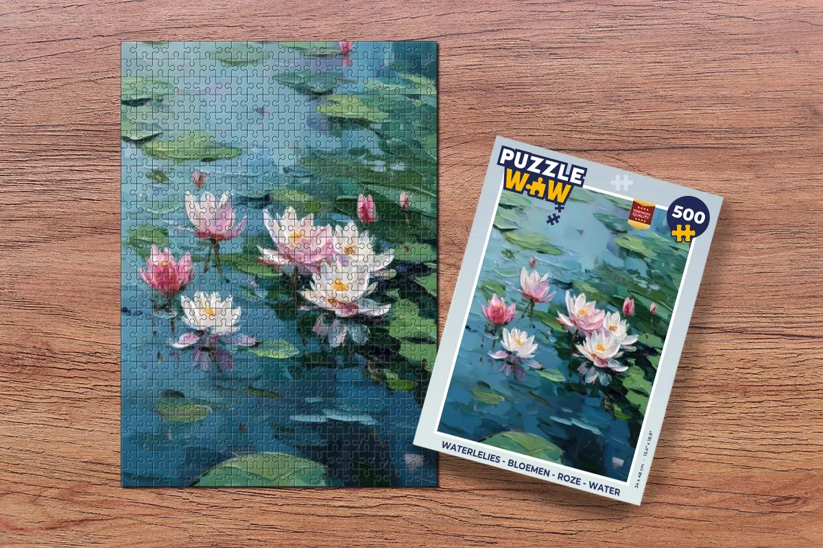 PuzzleWow Waterlelies Legpuzzel 500 Stuks - Roze