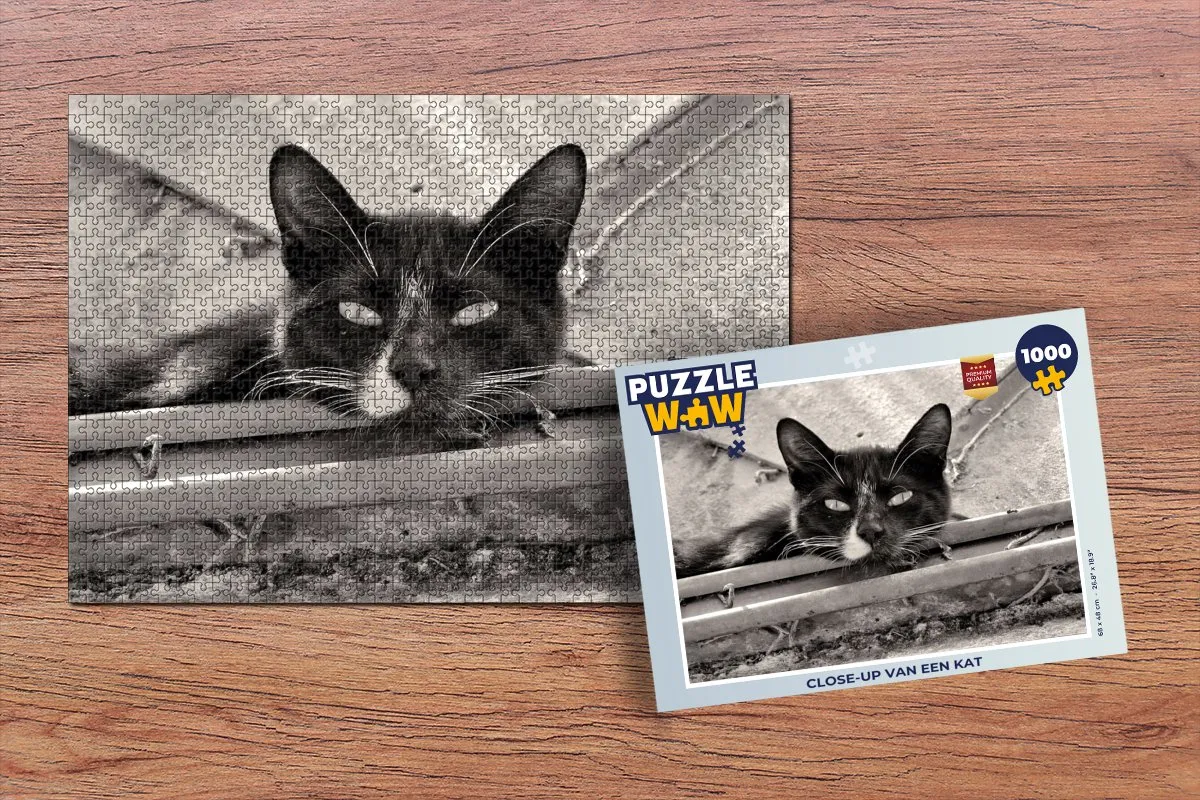 PuzzleWow Legpuzzel Close-up Kat 1000 Stuks - Multicolor