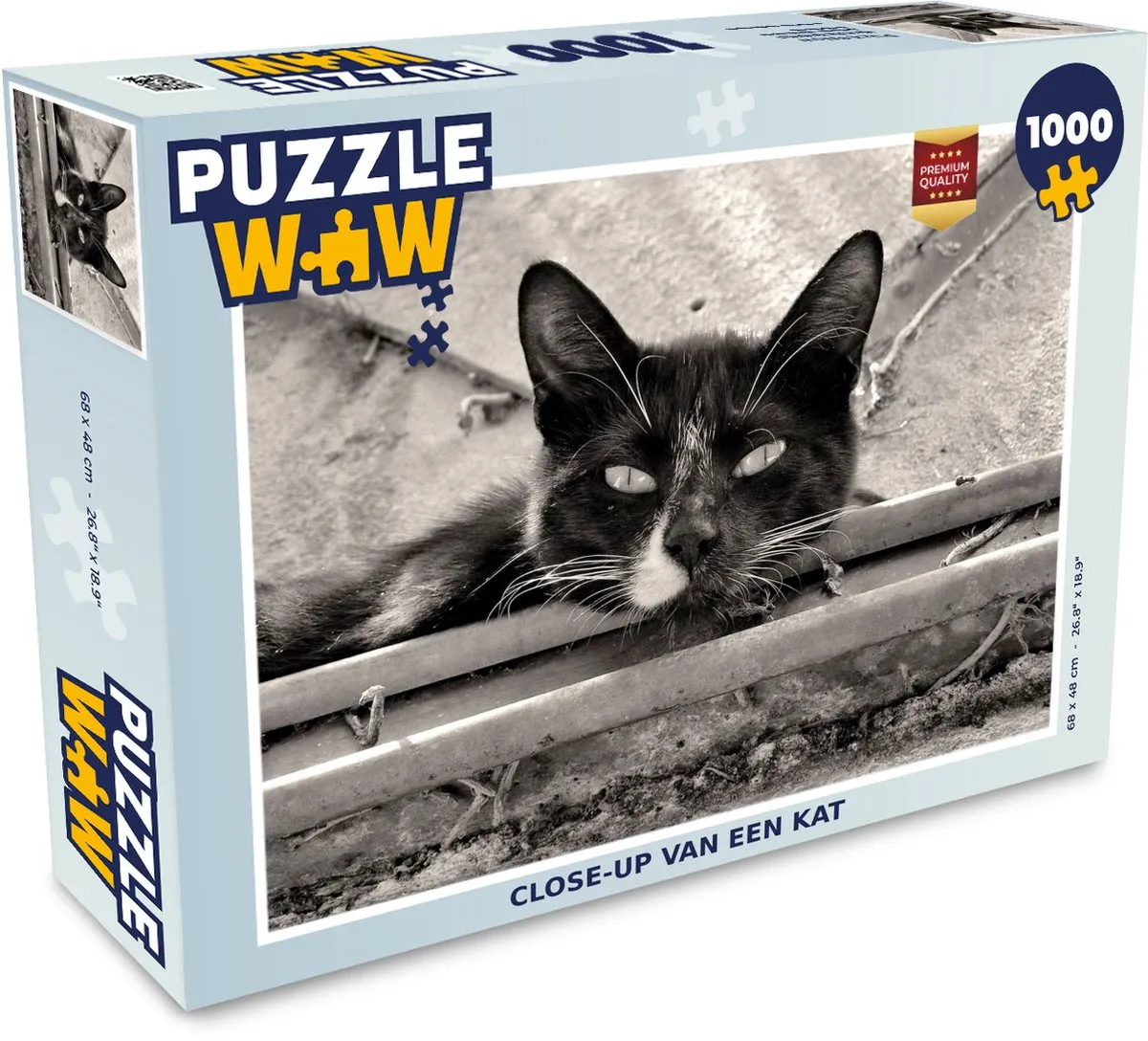PuzzleWow Legpuzzel Close-up Kat 1000 Stuks - Multicolor