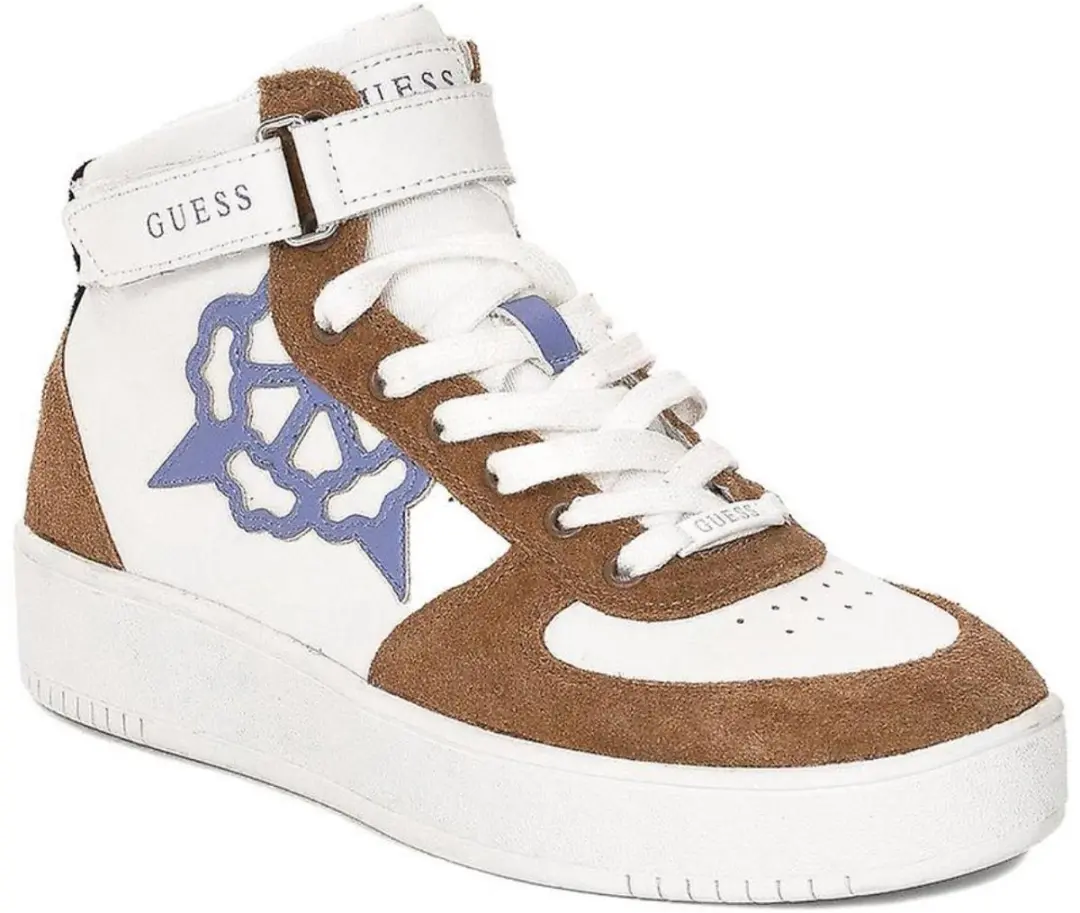 GUESS Dames VYVES Witte-Bruine Sneakers met Logo