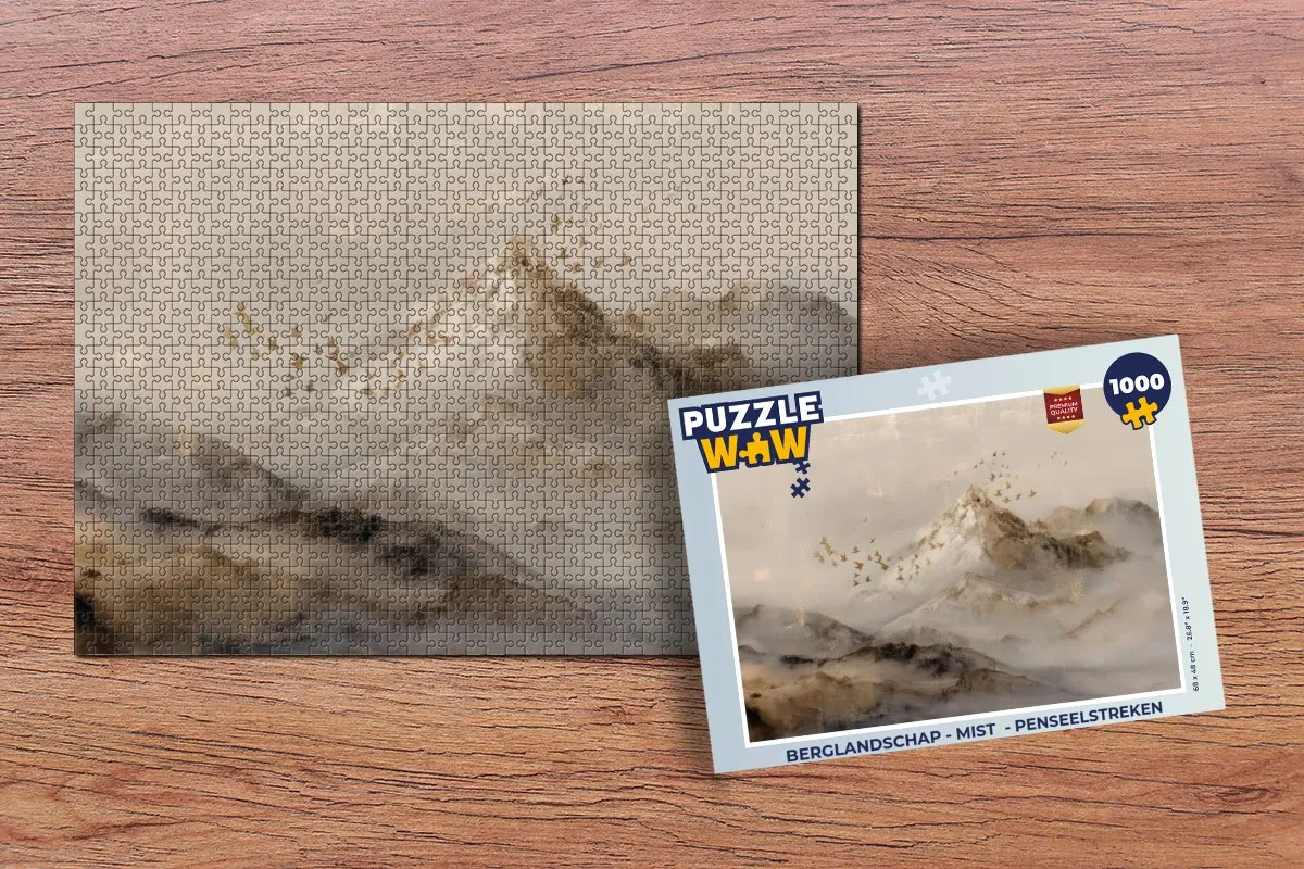 PuzzleWow Berglandschap Legpuzzel 1000 Stuks - Mist & Vogels