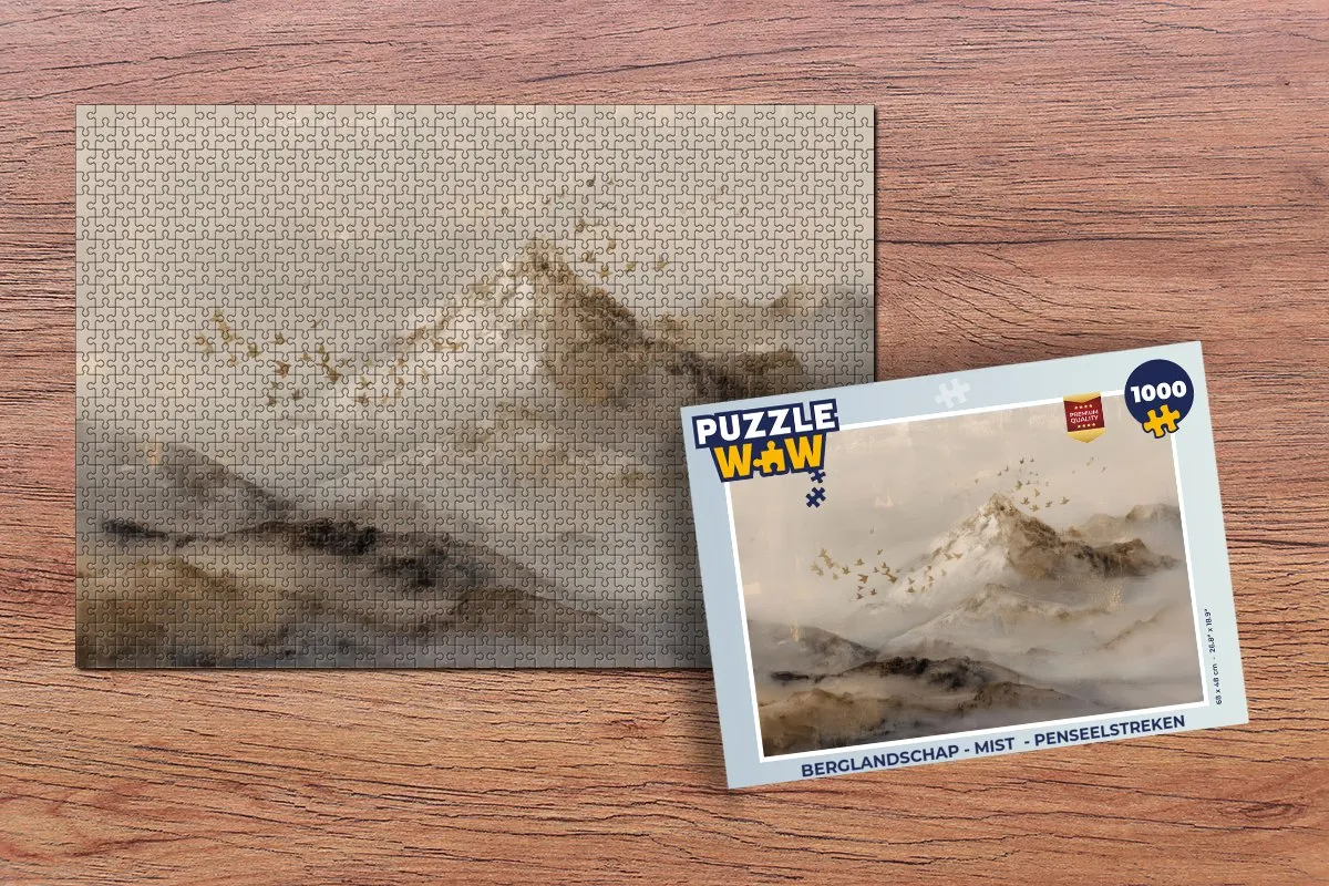 PuzzleWow Berglandschap Legpuzzel 1000 Stuks - Mist & Vogels