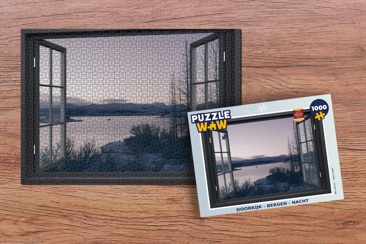 PuzzleWow Doorkijk Berg Nacht Legpuzzel 1000 Stuks - Multicolor
