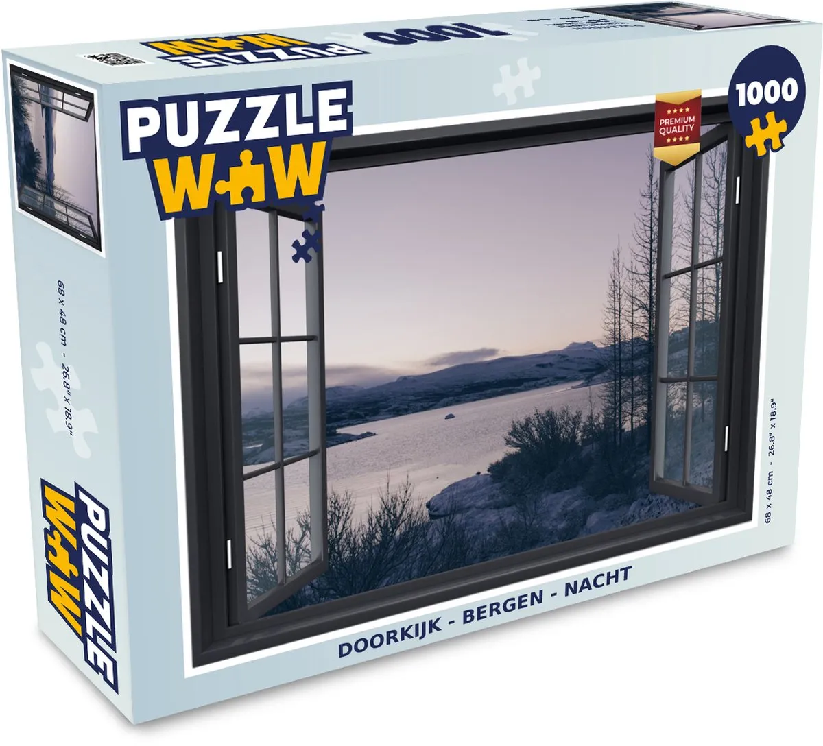 PuzzleWow Doorkijk Berg Nacht Legpuzzel 1000 Stuks - Multicolor