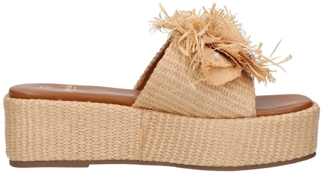 La Strada Platform Sandaal Beige Raffia