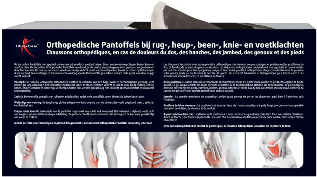 Lucovitaal Orthopedische Pantoffel Maat 41-42 - 2x1 Paar - Zwart