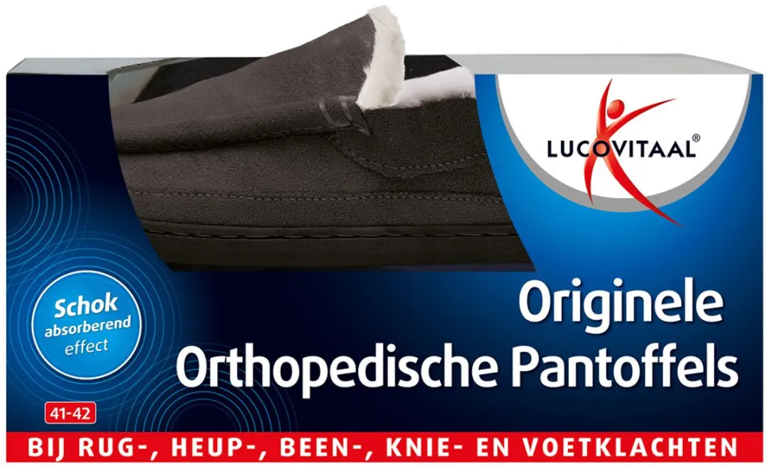 Lucovitaal Orthopedische Pantoffel Maat 41-42 - 2x1 Paar - Zwart