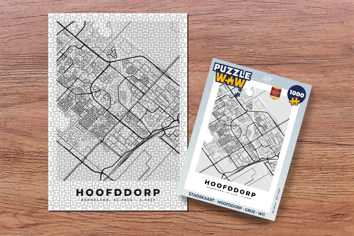 PuzzleWow Stadskaart Hoofddorp Legpuzzel 1000 Stuks - Multicolor