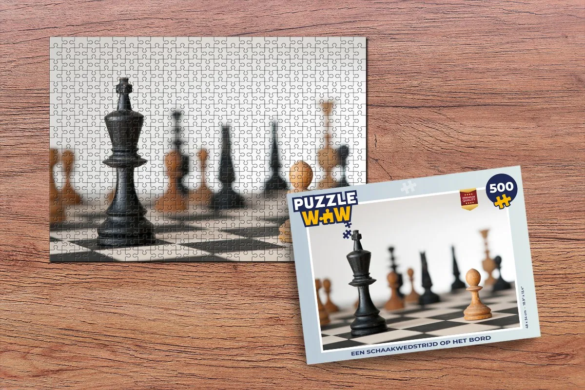 PuzzleWow Legpuzzel Schaakwedstrijd 500 Stuks - Multicolor